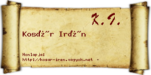 Kosár Irén névjegykártya